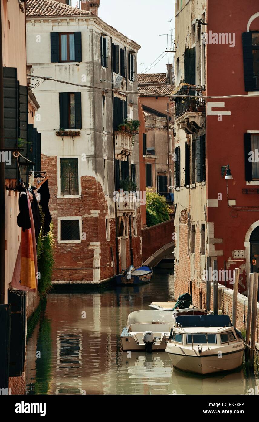 Venice canal view with historical buildings. Italy Stock Photo - Alamy