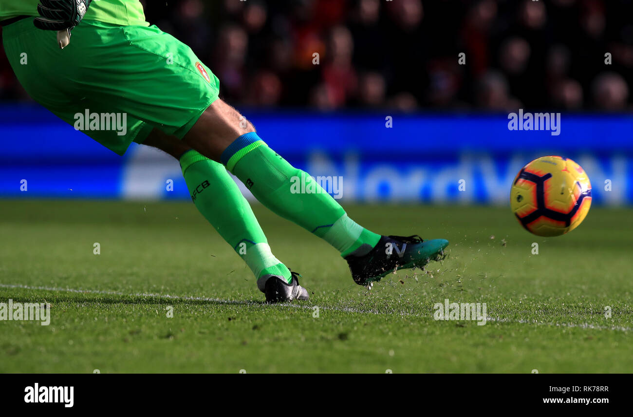 A goalkeeper takes a goal kick during the Premier League match at Anfield, Liverpool Stock Photo