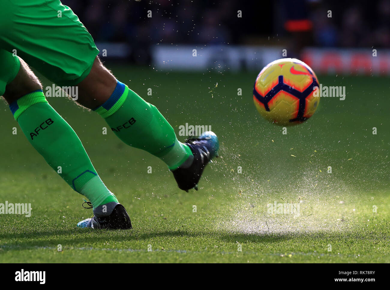 A goalkeeper takes a goal kick during the Premier League match at Anfield, Liverpool Stock Photo