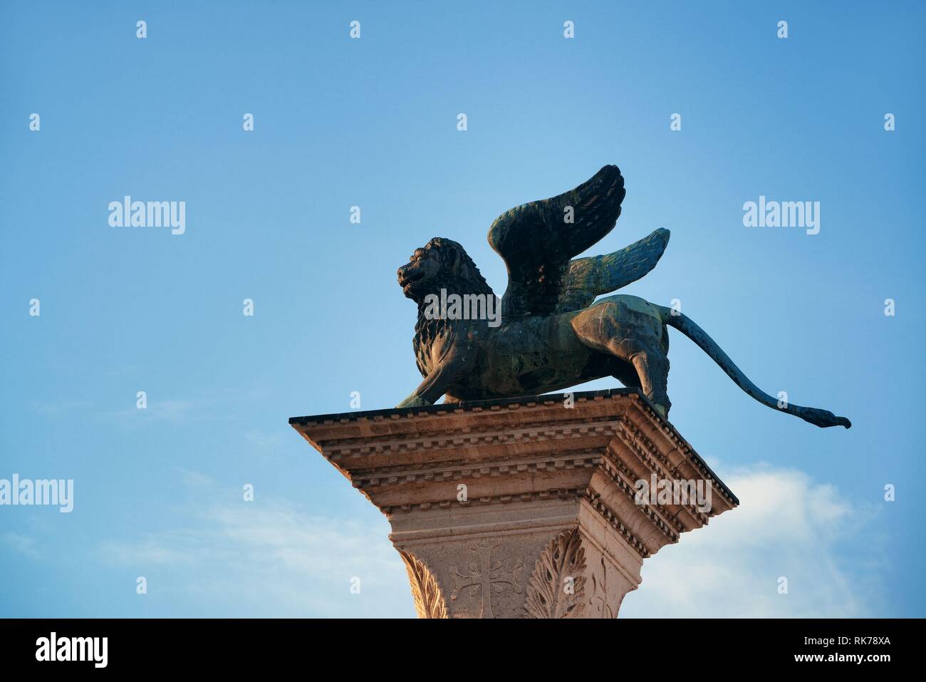 Lion of Venice statue in historical buildings at Piazza San Marco