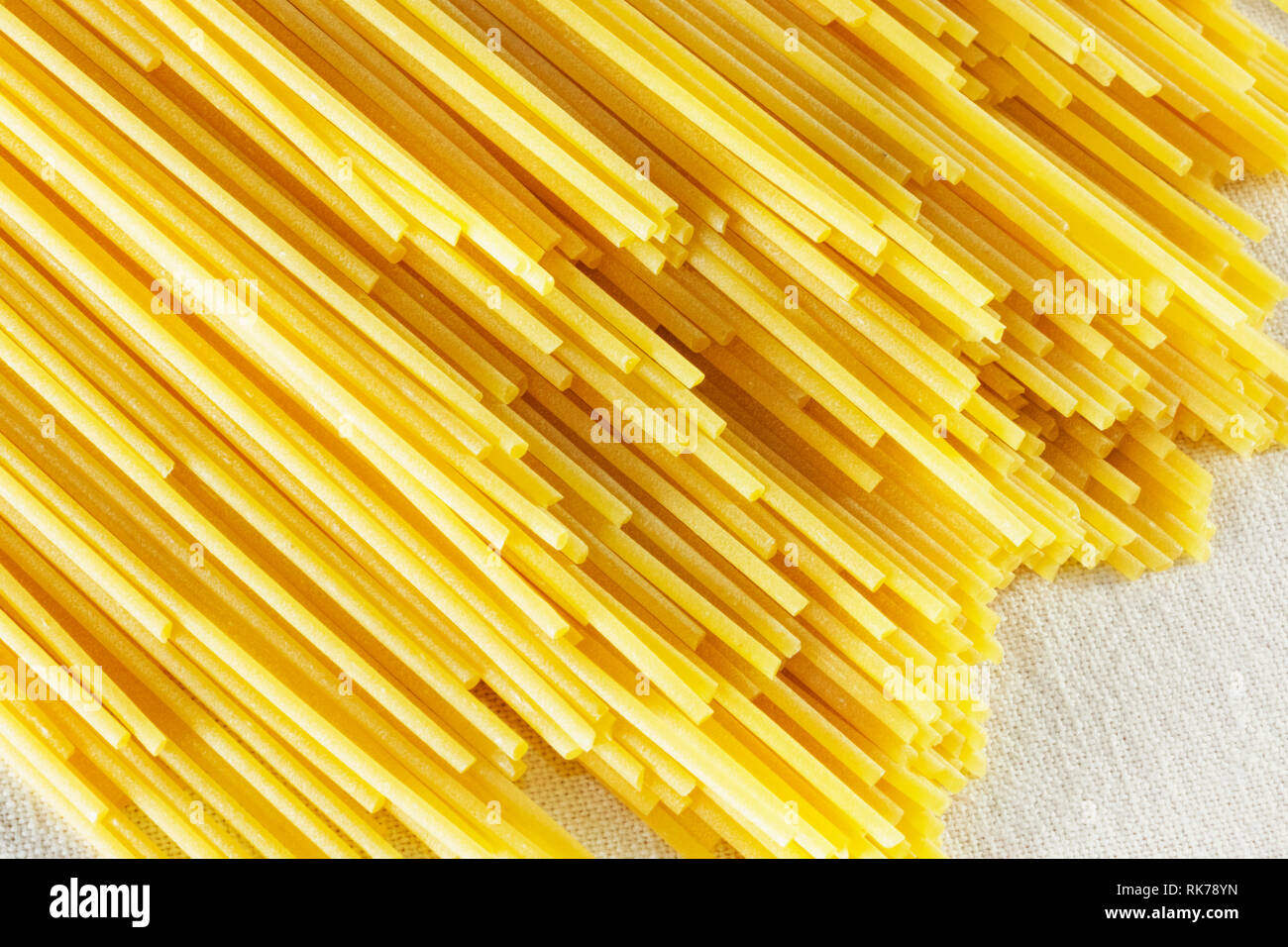 Dried pasta spaghetti , long and thin solid cylindrical pasta in