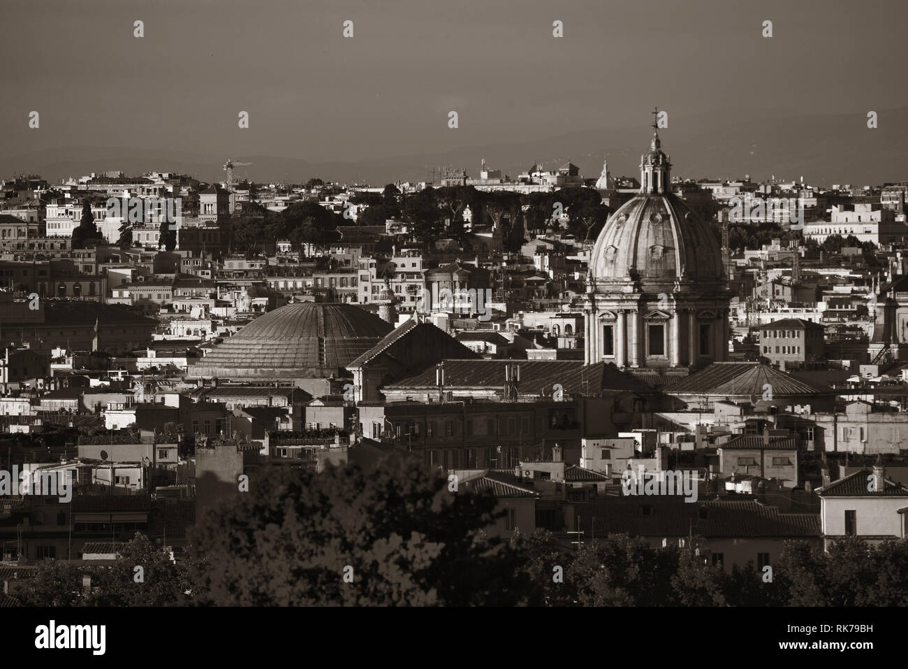 Rome rooftop view with ancient architecture in Italy Stock Photo - Alamy
