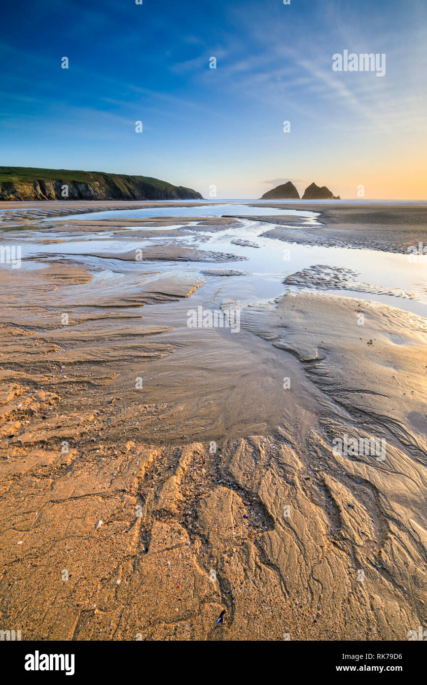 Holywell Beach in Cornwall Stock Photo Alamy