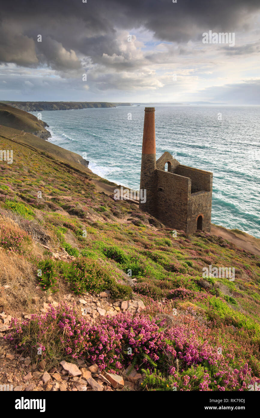 Towanroath Pump Engine House at Wheal Coates in Cornwall. Stock Photo