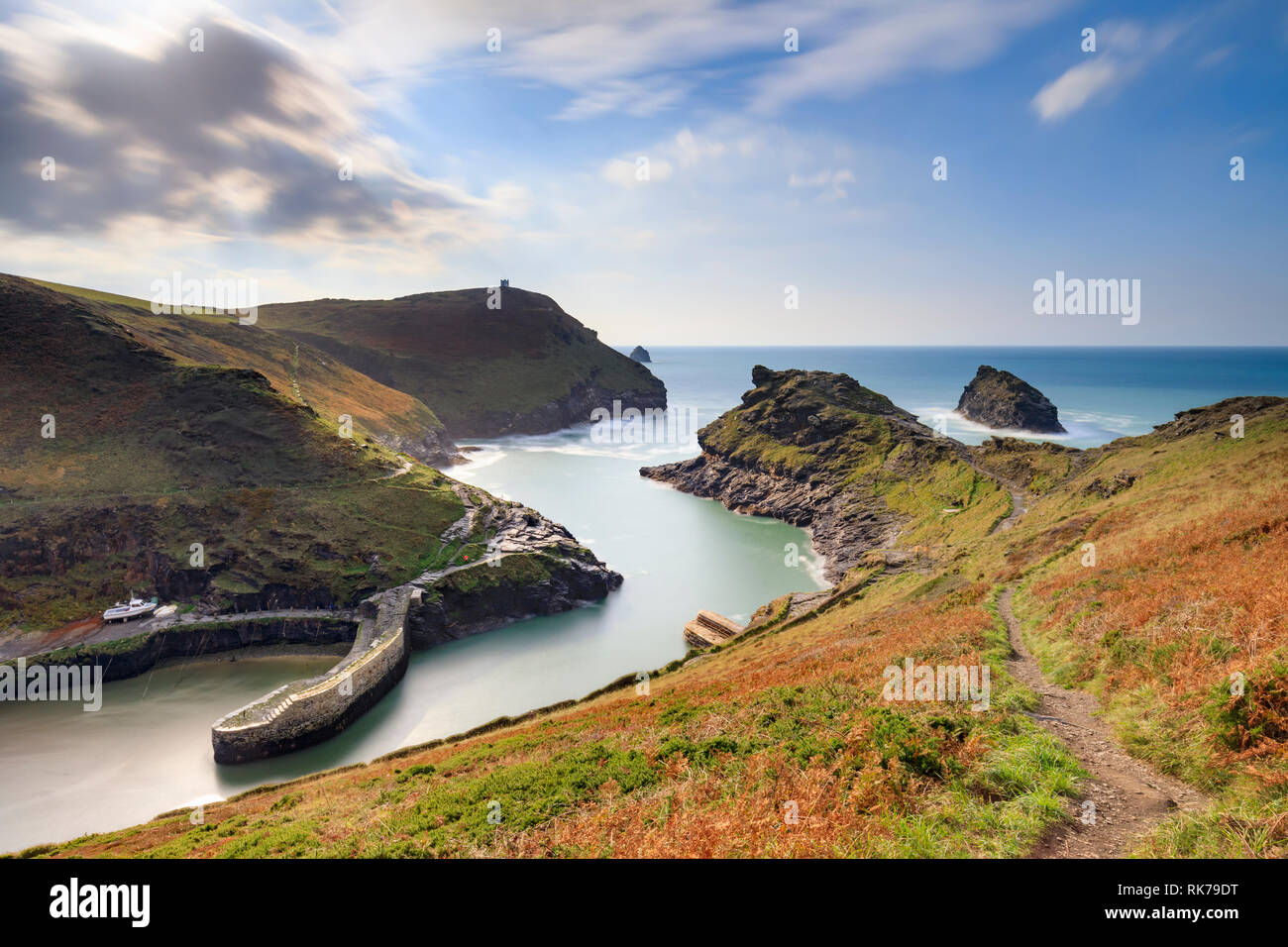 Boscastle Harbour in Cornwall. Stock Photo