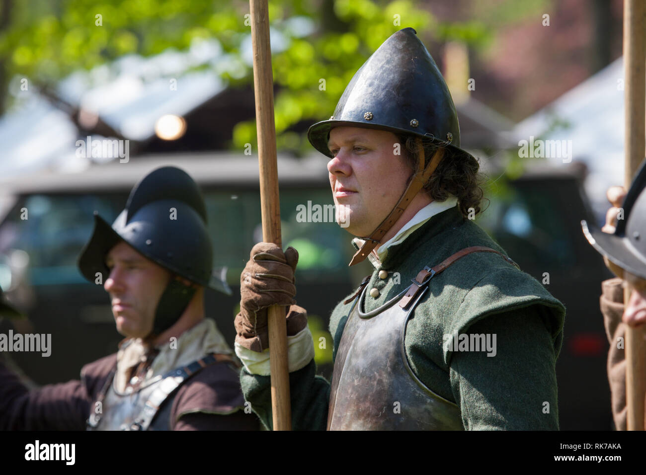 Golden age soldiers - People dressed in special outfits (enactors) at the  Elfia festival at the castle of Arcen in the Netherlands Stock Photo - Alamy