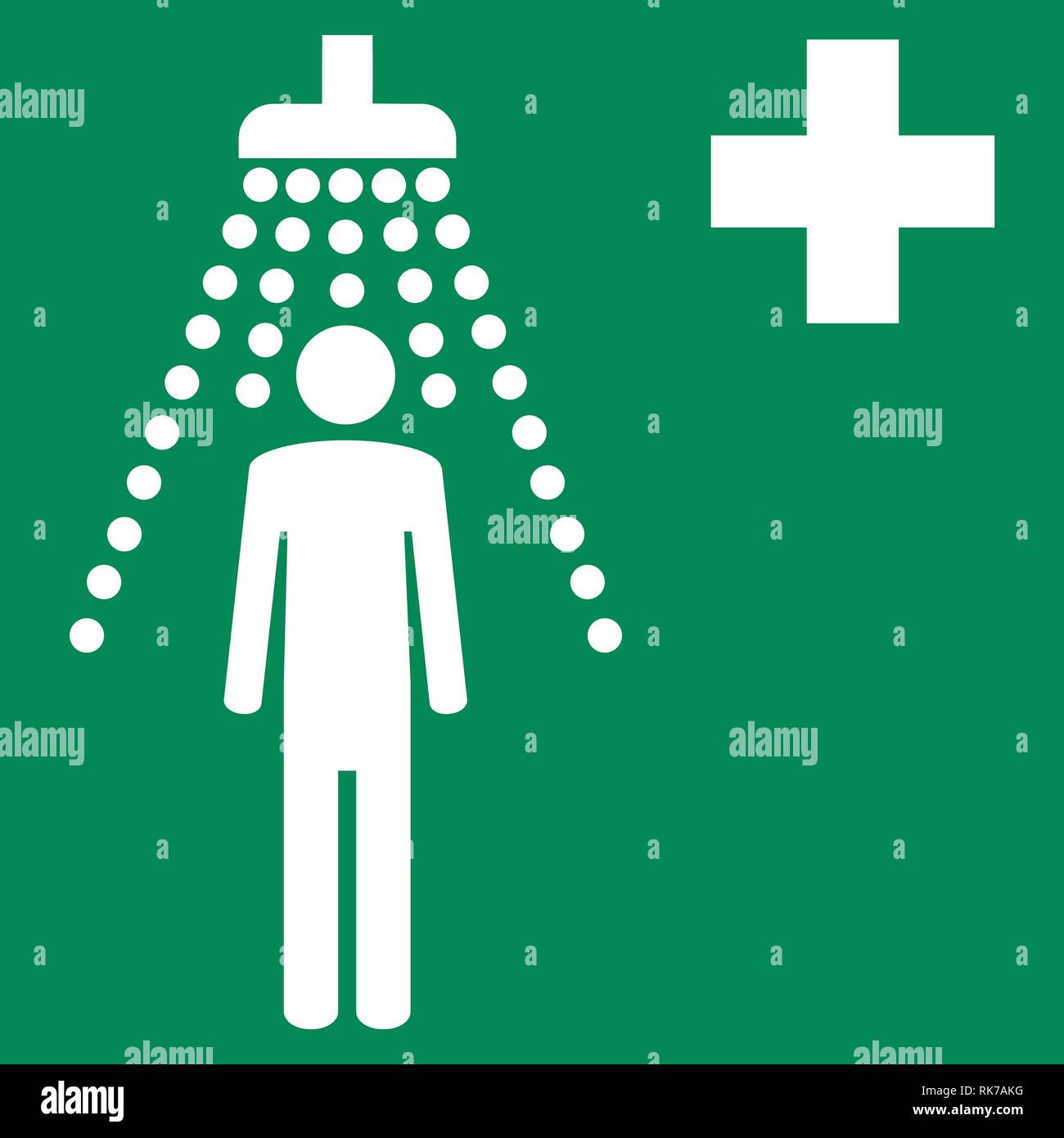 Safety sign vector Firstaid safety shower symbol, label, sticker