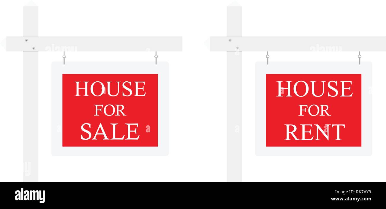 House For Rent and House For Sale Real Estate Sign. Isolated on white