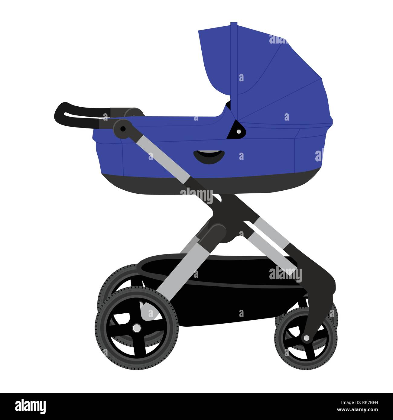 Vector illustration blue baby stroller, pram or perambulator isolated on  white background. For boy or girl Stock Vector Image & Art - Alamy