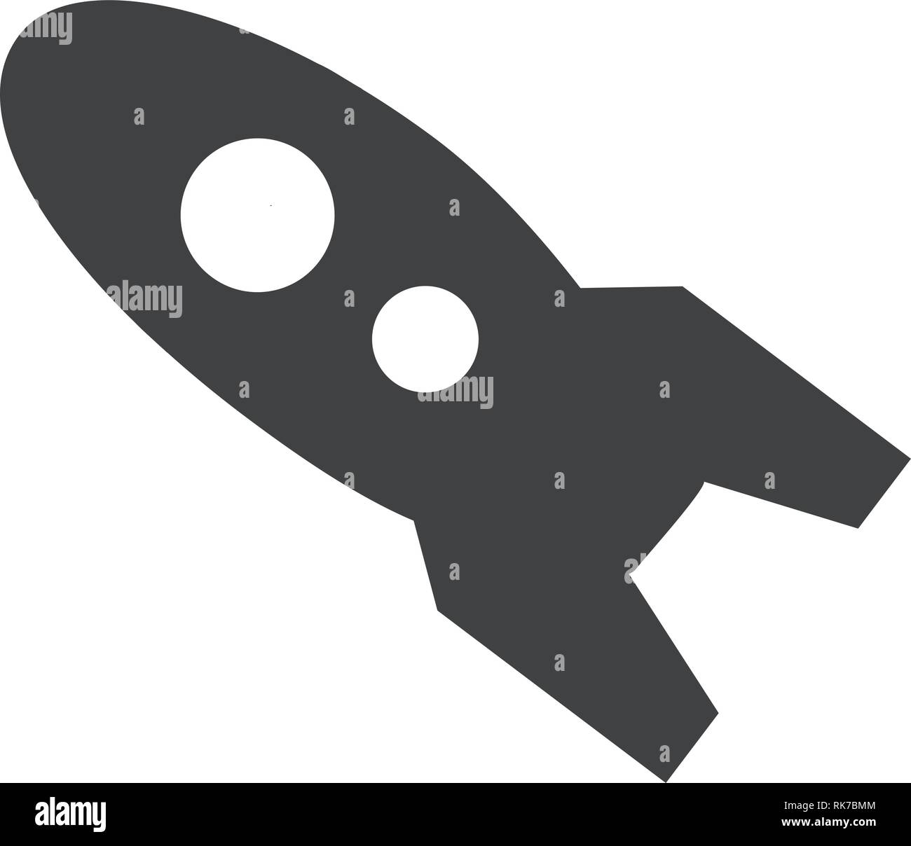 Space ship rocket, rocket launch vector icon. Rocket toy sign, symbol