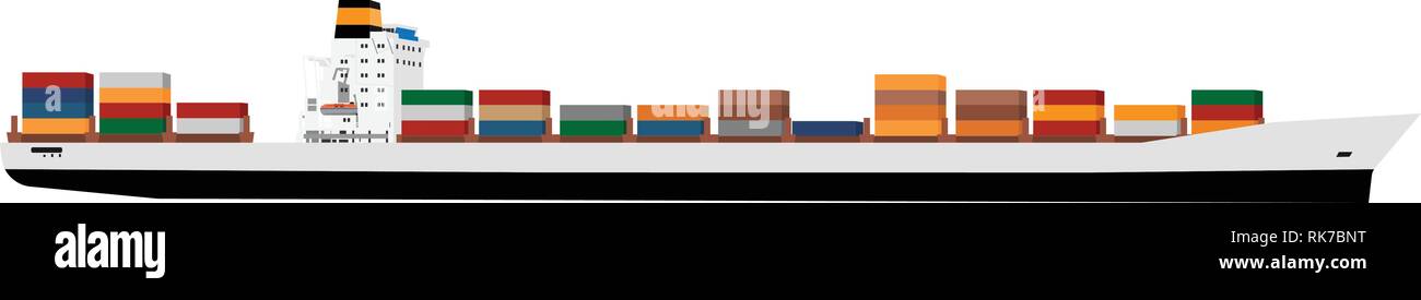 Vector illustration of cargo ship with containers. Ship container ...