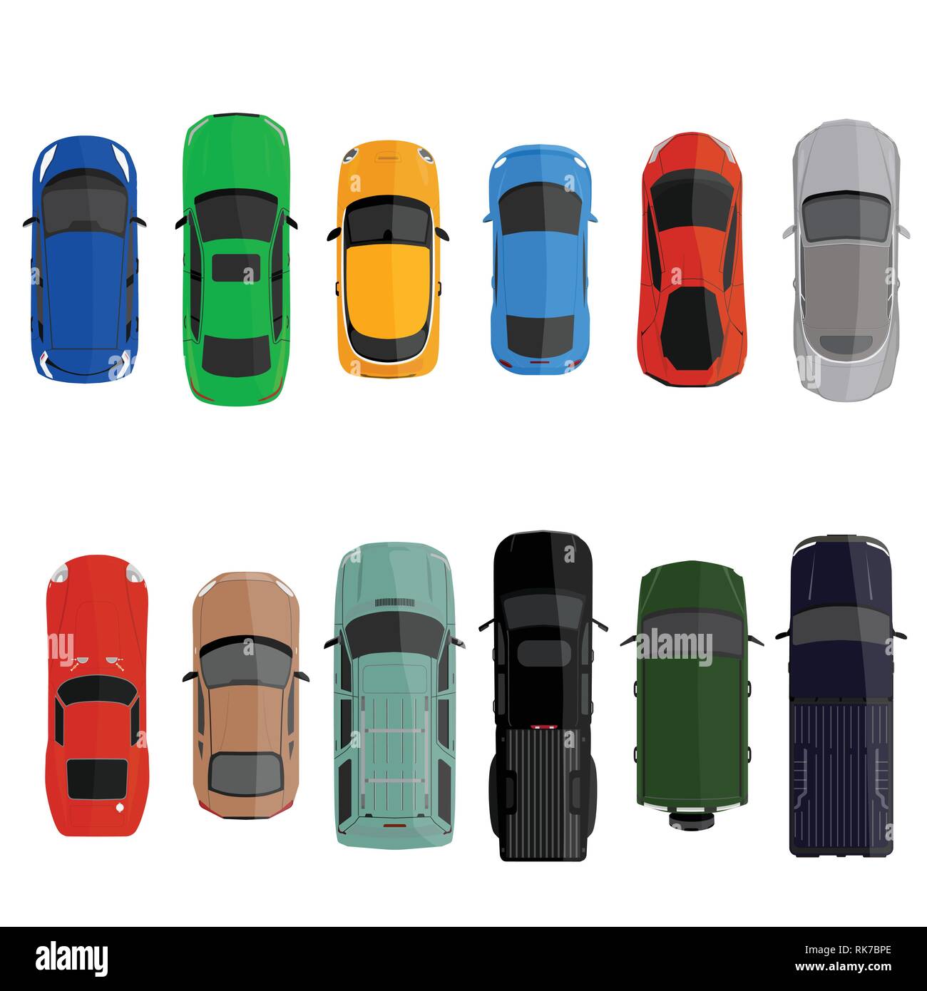Cars top view vector flat city vehicle transport icons set. Automobile car  for transportation, auto car icon illustration Stock Vector Image & Art -  Alamy
