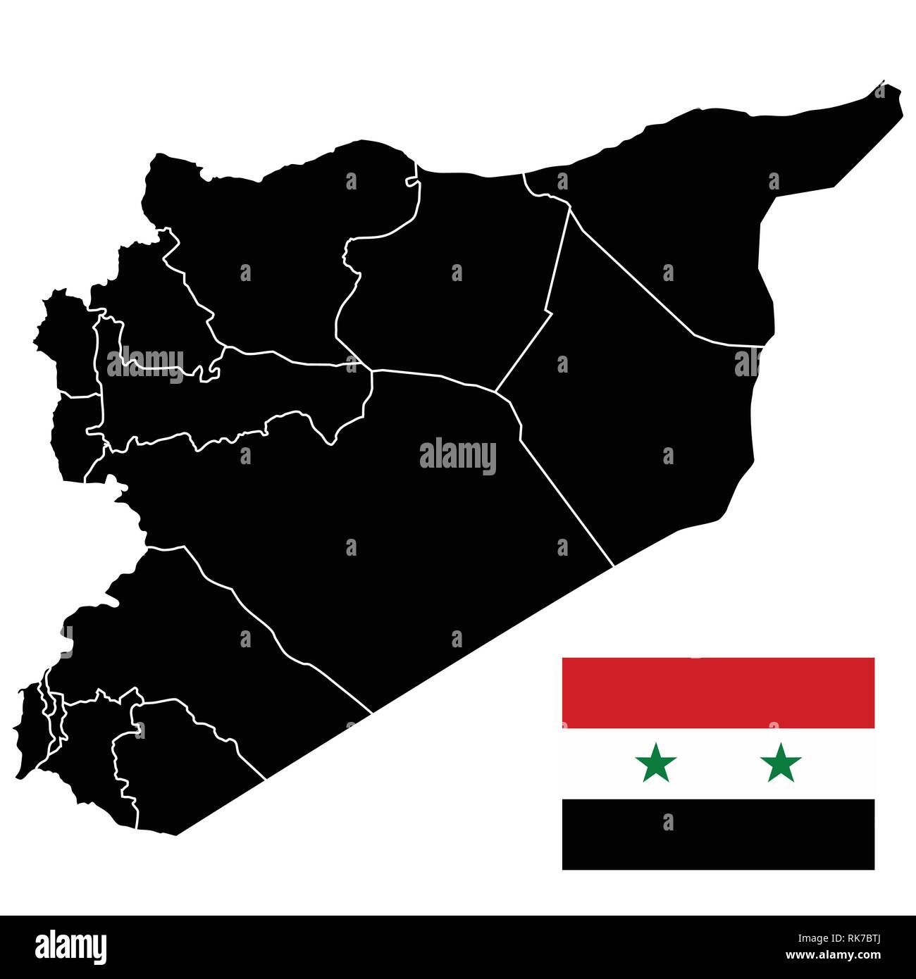 Vector illustration map of Syria and national flag Stock Vector