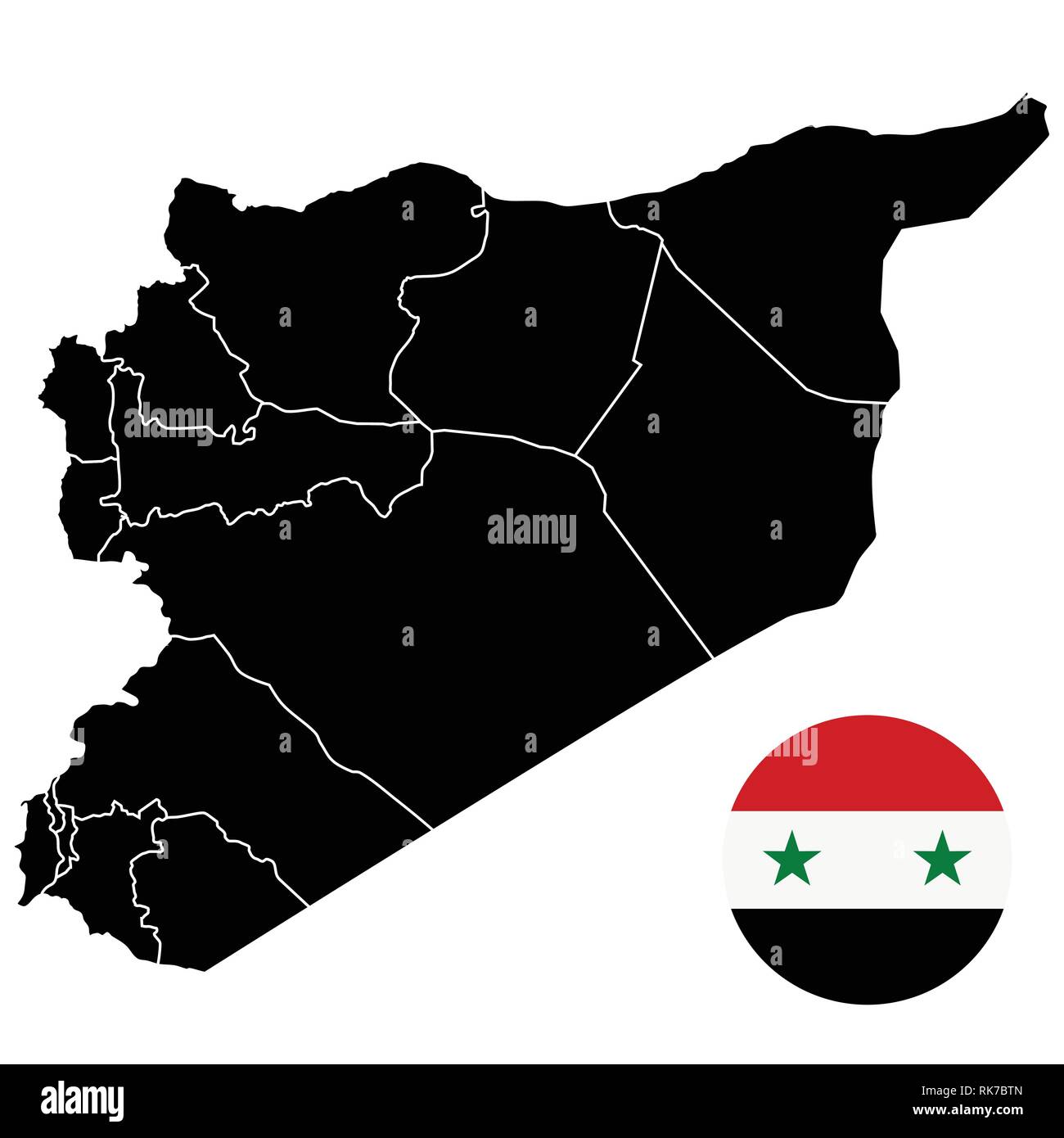 Vector illustration map of Syria and national flag Stock Vector