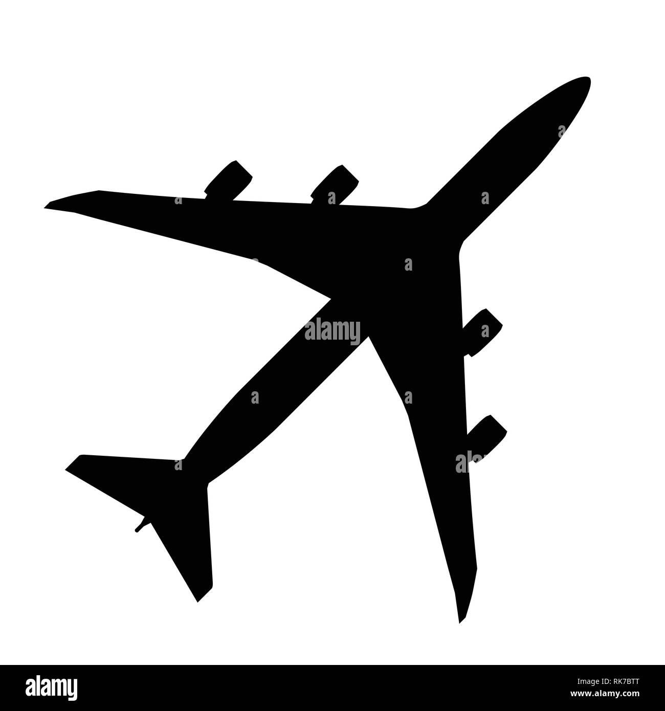 Vector airplane icon. Black silhouette. Plane icon isolated on white ...
