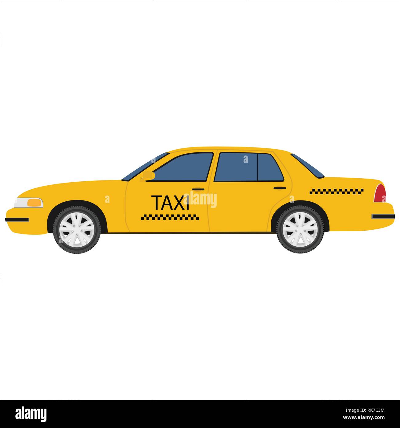 Yellow taxi cab vector icon sign isolated, public transport Stock