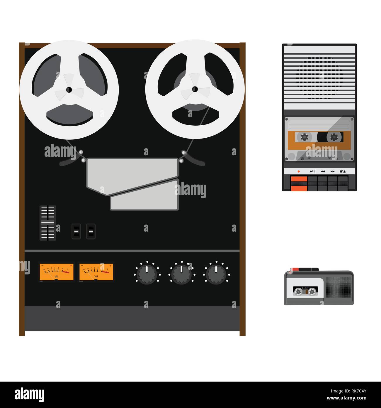 https://c8.alamy.com/comp/RK7C4Y/vector-illustration-vintage-audio-tape-recorder-reel-to-reel-tape-recorder-and-dictaphone-RK7C4Y.jpg