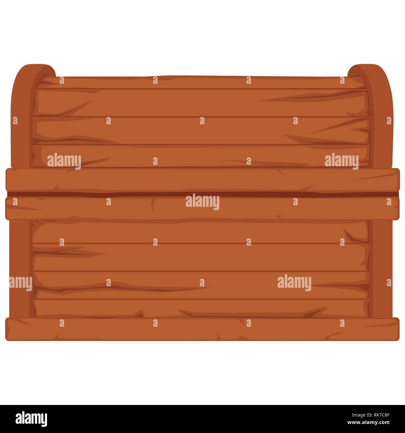 Vector icon with cartoon closed brown wooden pirate chest on white ...