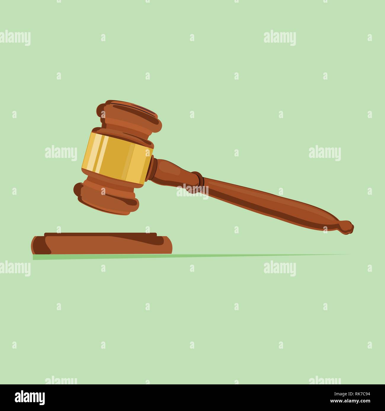 Vector illustration wooden judge gavel and soundboard isolated on white