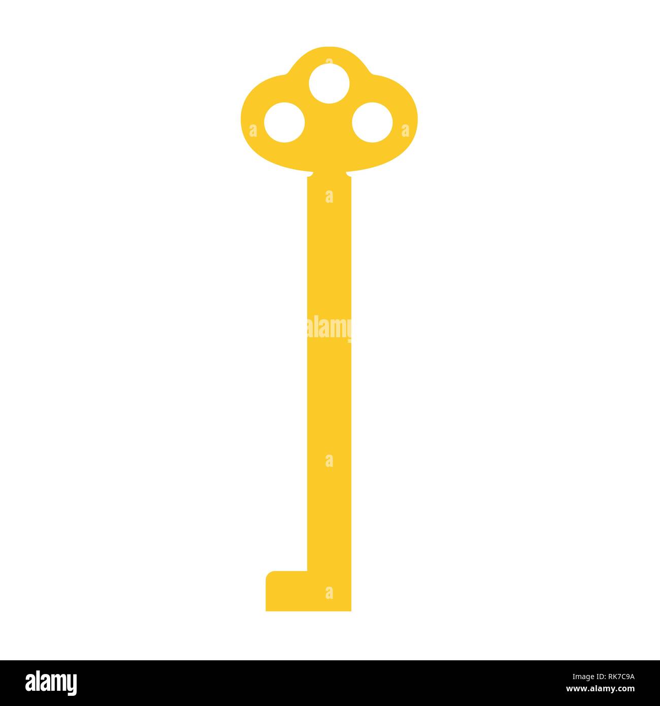 Vector illustration of golden old key silhouette. Vintage key icon ...