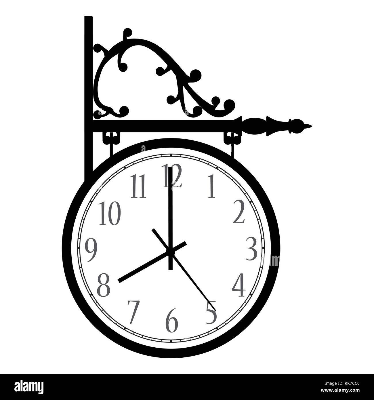 Vector illustration vintage antique street clock isolated on white ...