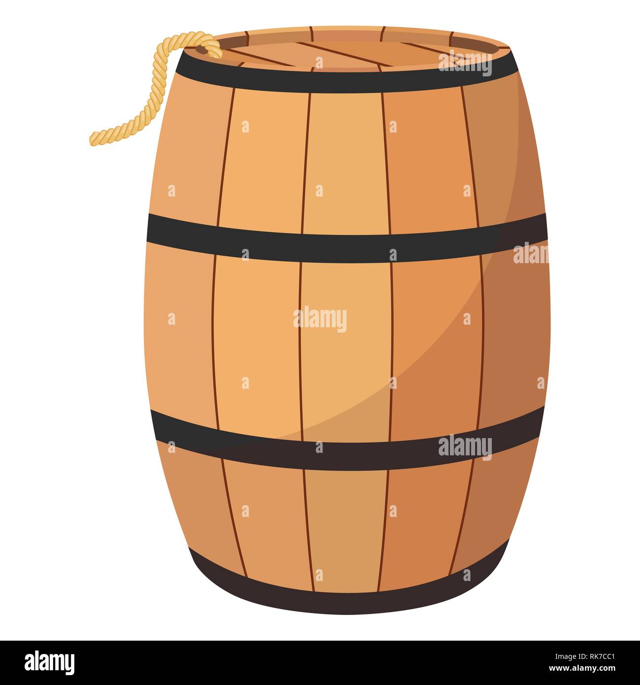 Vector illustration gun powder barrel. TNT dynimate wooden old barrel Stock Vector