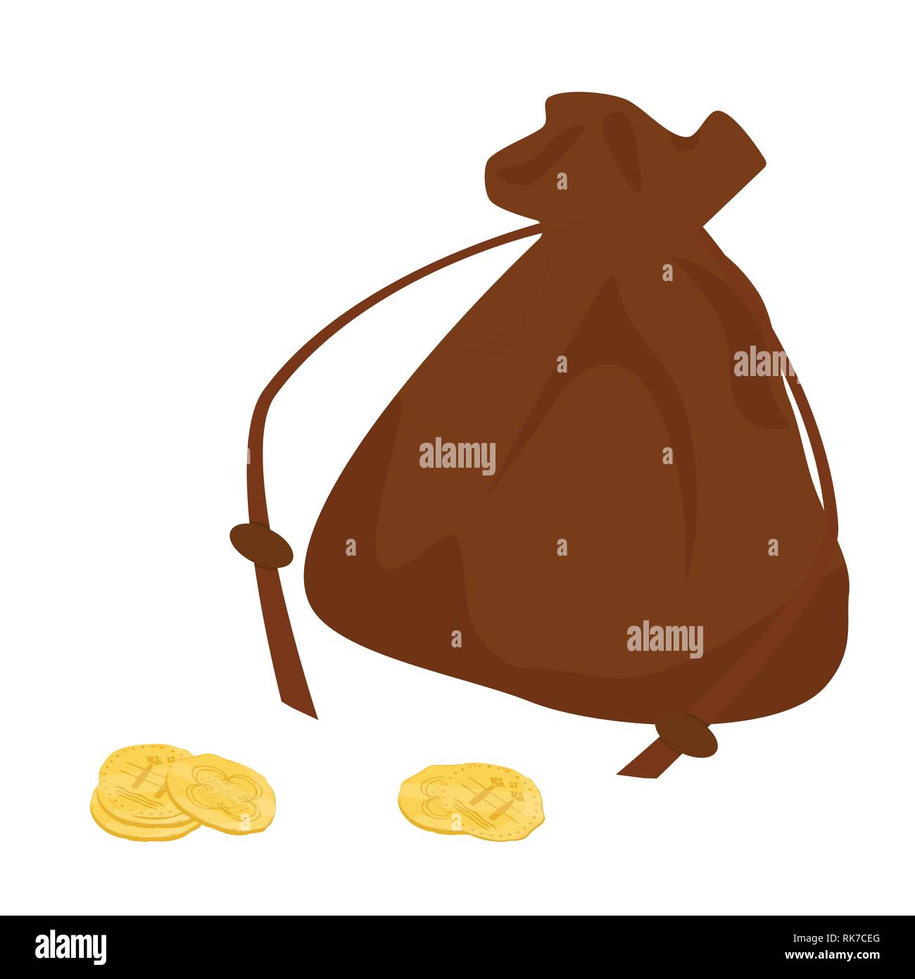 Vintage old money bag with coins isolated Stock Vector Image & Art Alamy