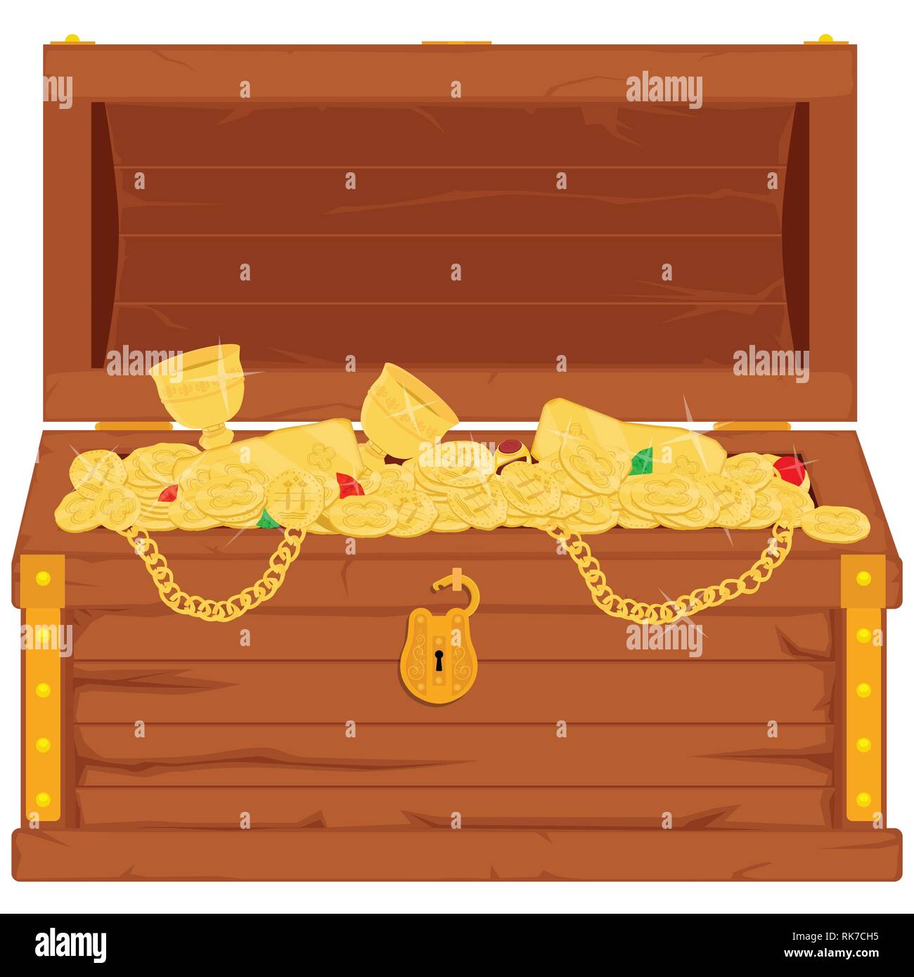 Vector pirate treasure chest full of gold an jewelry Stock Vector Image ...