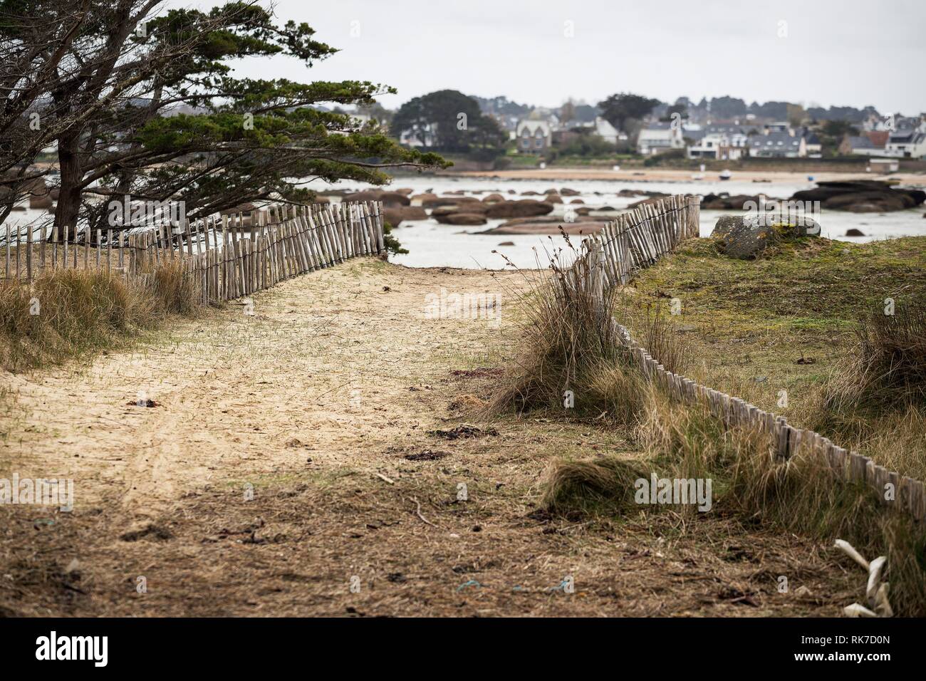 typical Brittany coast at the Tregastel in the north of France Stock ...