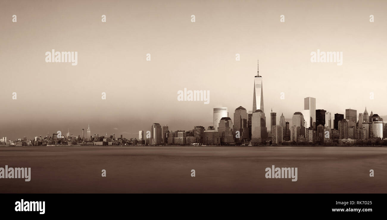 New York City skyline with skyscrapers over Hudson River viewed from