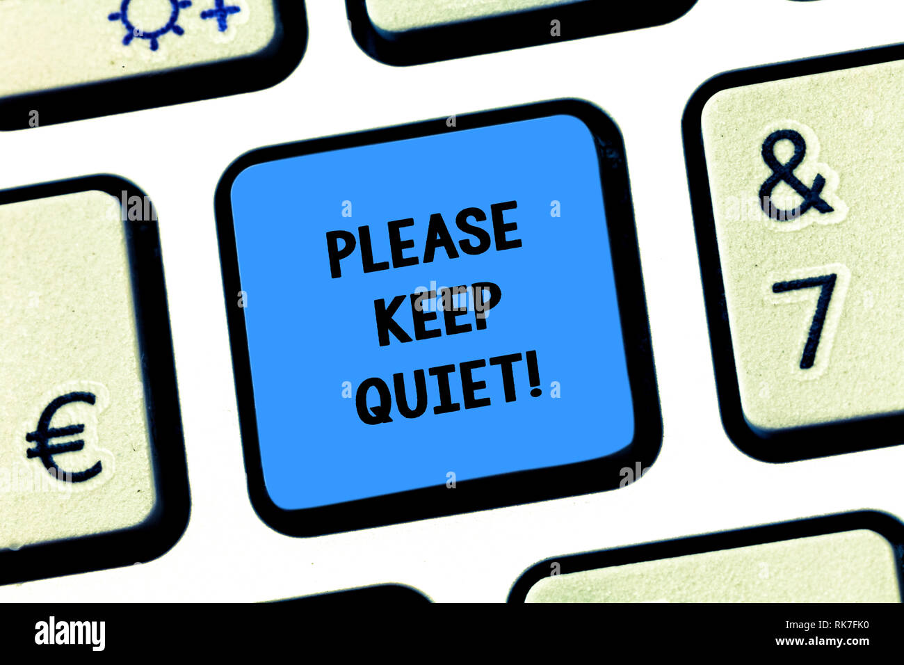 Handwriting text writing Please Keep Quiet. Concept meaning prevent