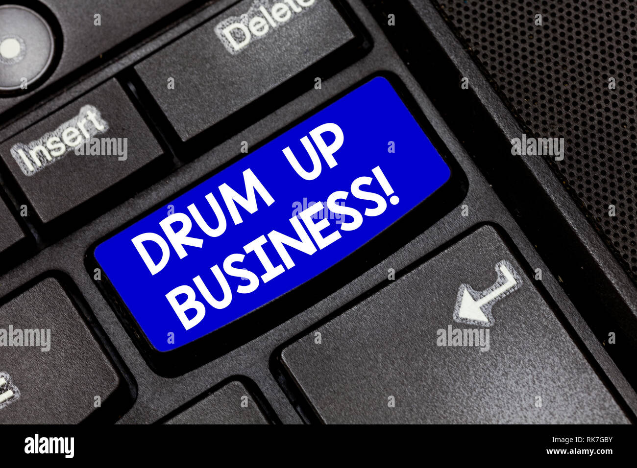 Handwriting text Drum Up Business. Concept meaning increase deanalysisd