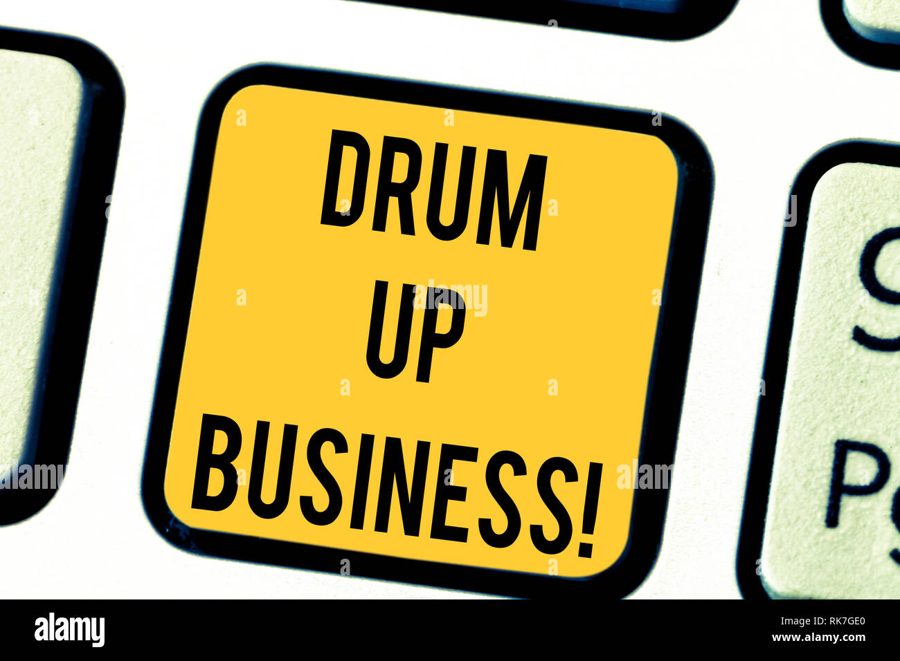Text sign showing Drum Up Business. Conceptual photo increase