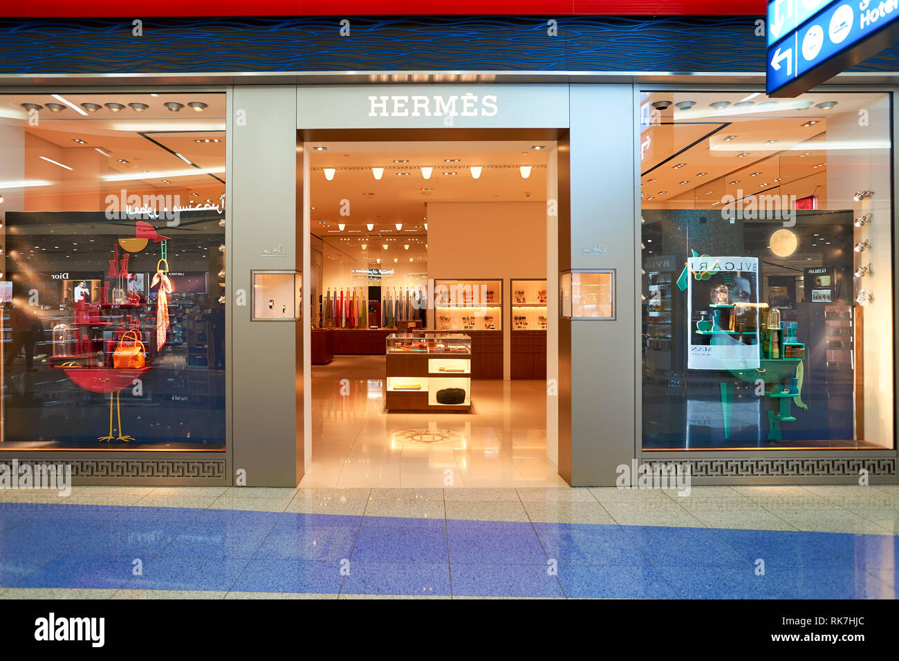 DUBAI, UAE - APRIL 08, 2016: Hermes store at Dubai International ...