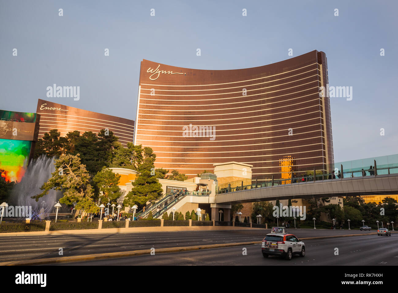 View of Wynn,  a luxury resort and casino resort located on the Las Vegas Strip in Paradise, Nevada, United States. Stock Photo