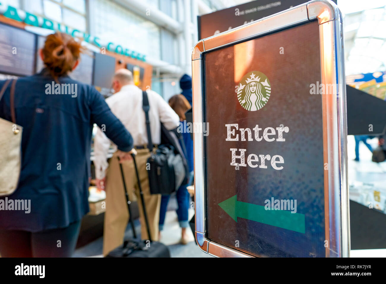 CHICAGO, IL CIRCA APRIL, 2016 Starbucks Cafe at O'Hare Airport