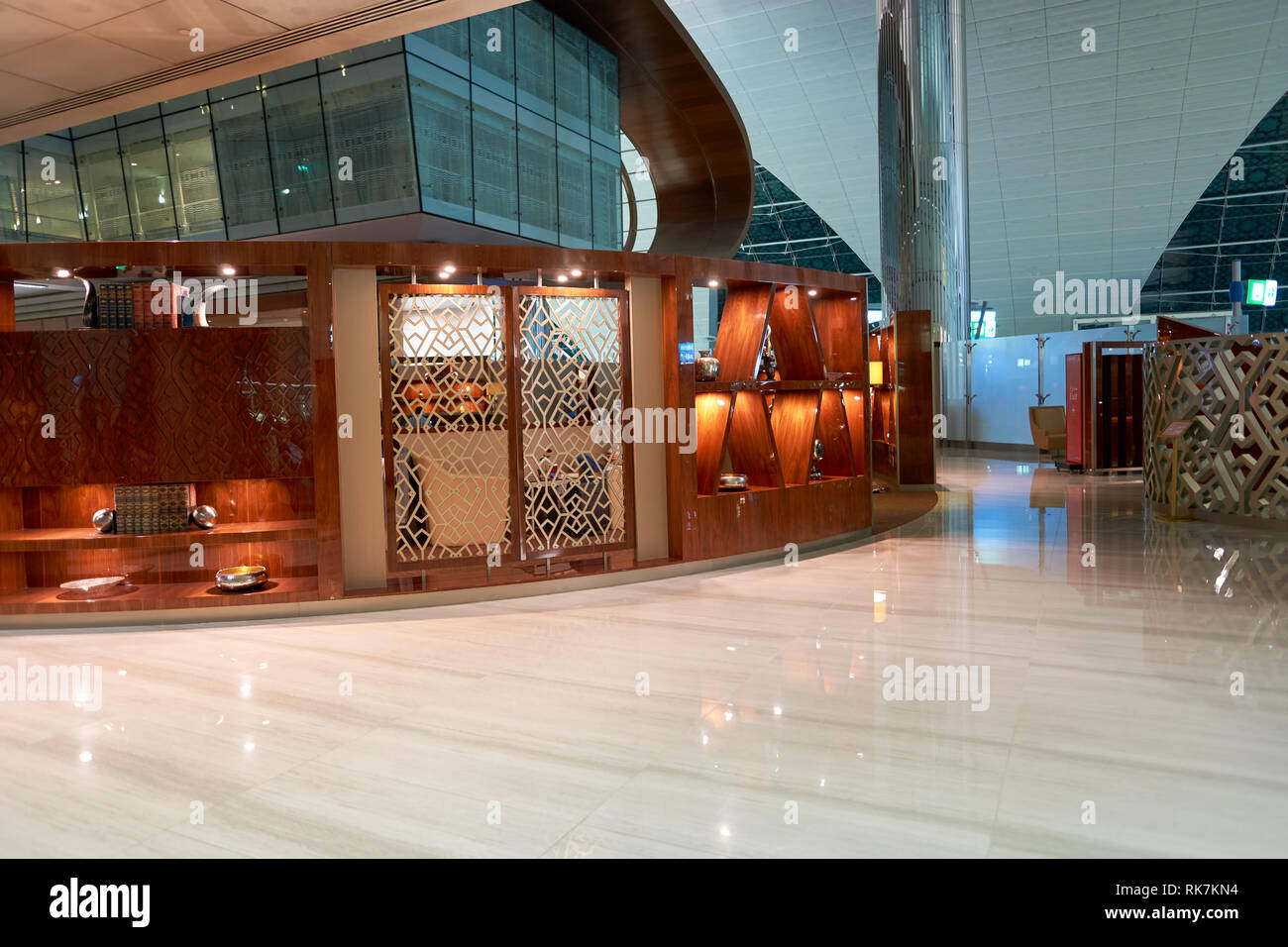 DUBAI, UAE APRIL 09, 2016 interior of Emirates Business Lounge