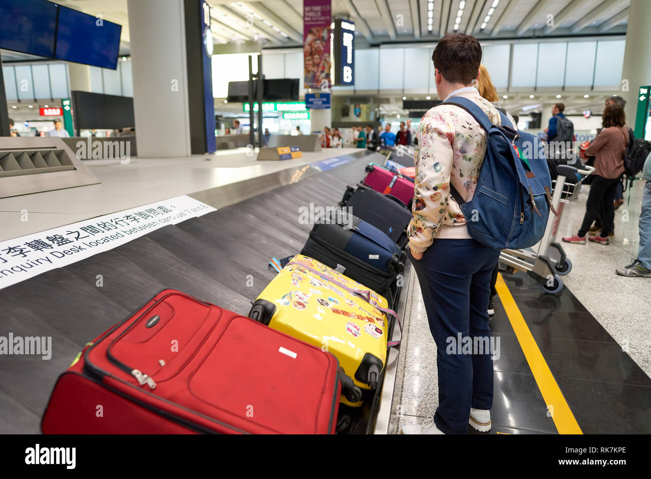 HONG KONG APRIL 09, 2016 baggage claim area in Hong Kong