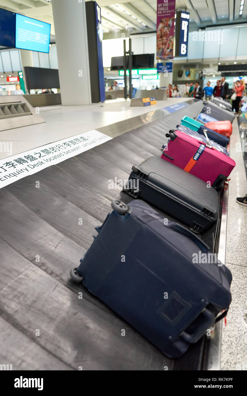 HONG KONG APRIL 09, 2016 baggage claim area in Hong Kong