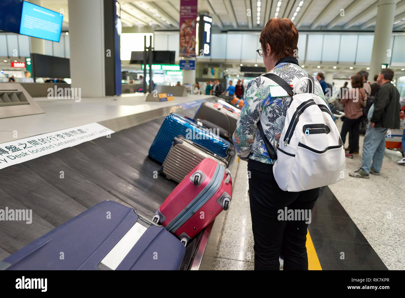 HONG KONG APRIL 09, 2016 baggage claim area in Hong Kong