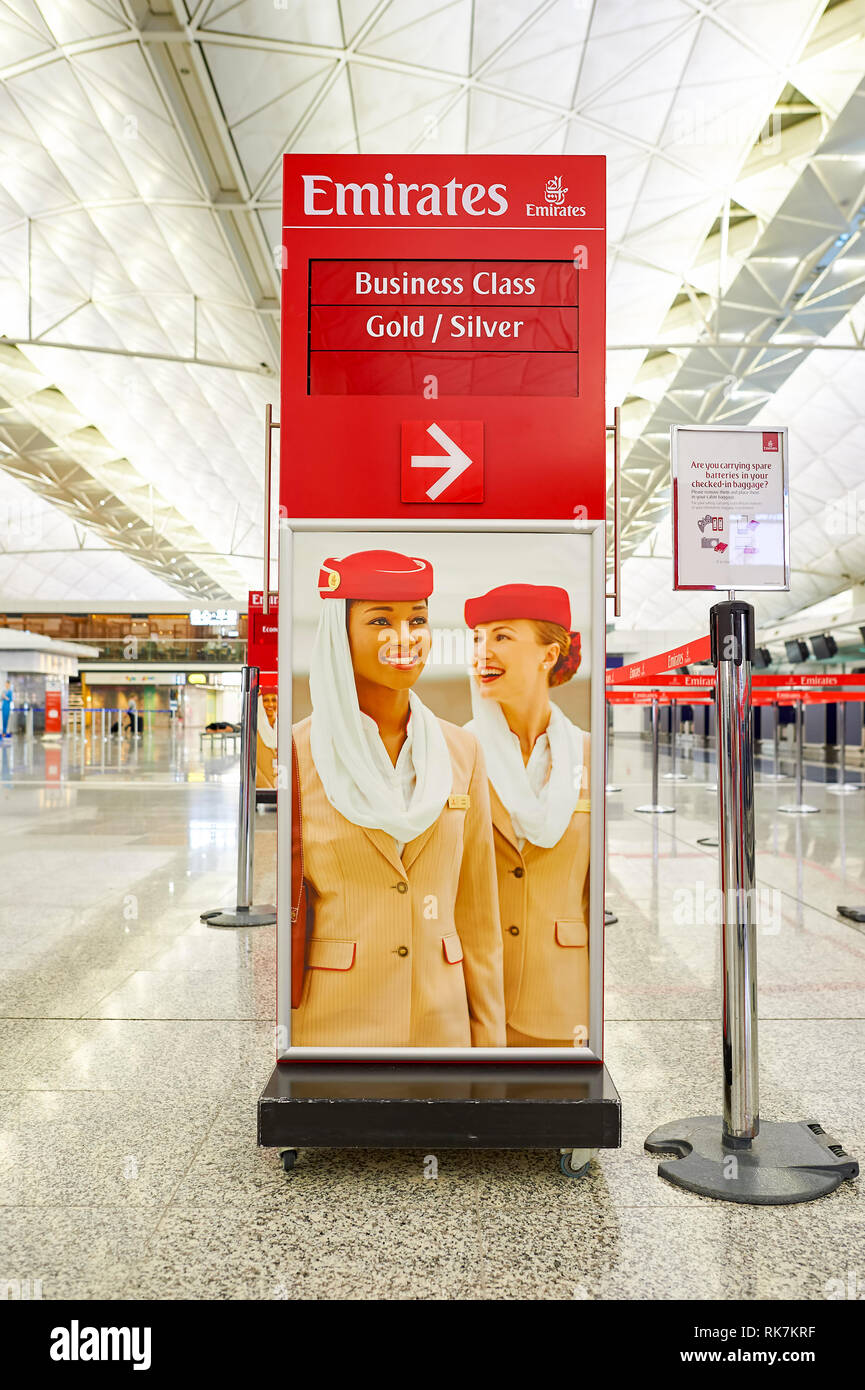 HONG KONG SEPTEMBER 09, 2015 design of Emirates check in counters at