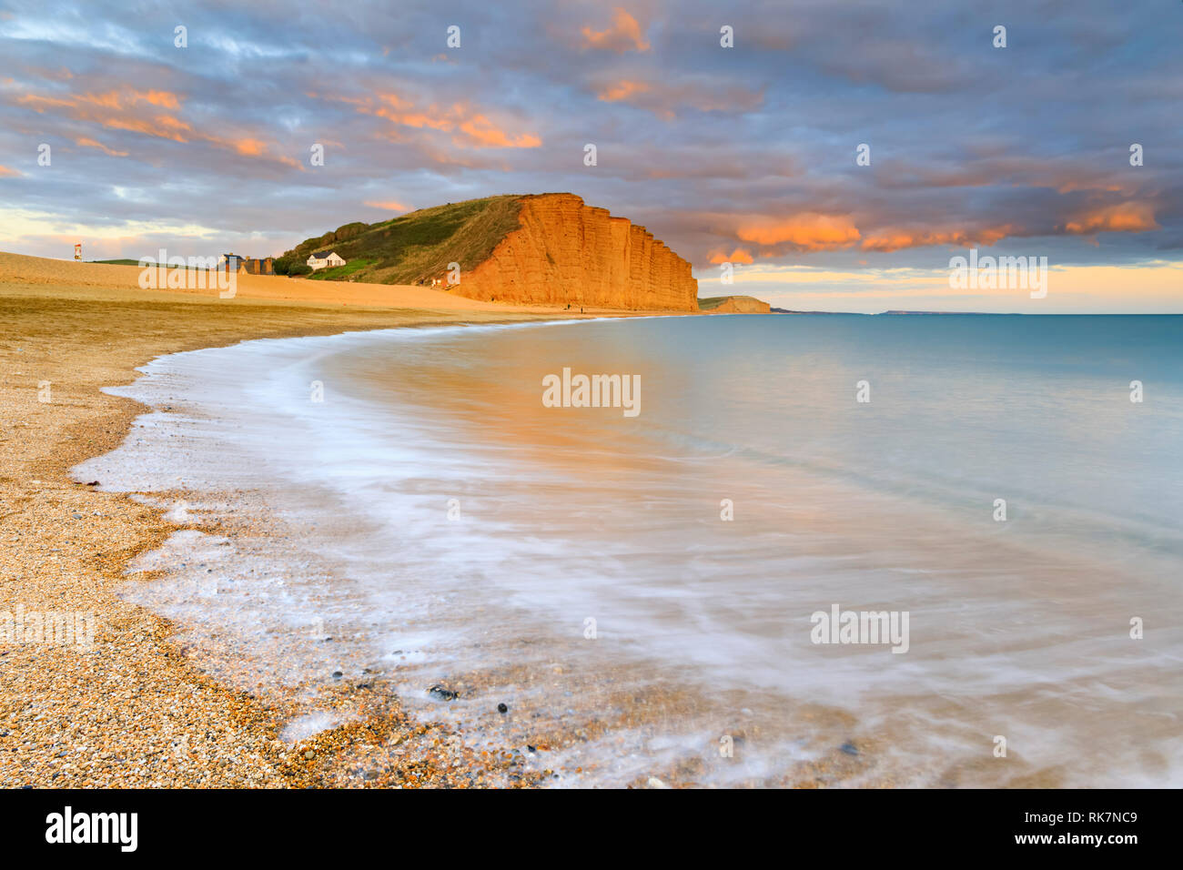 East Cliff at West Bay, near Bridport on the Jurassic World Heritage Coast in Dorset. Stock Photo
