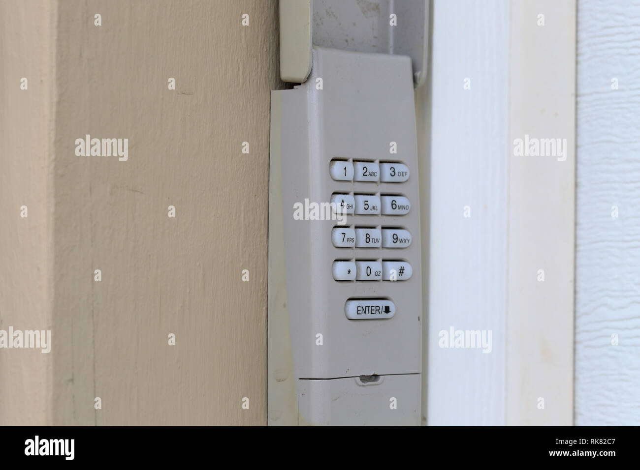 Code Keypad used on a garage door entrance to a home security keypad