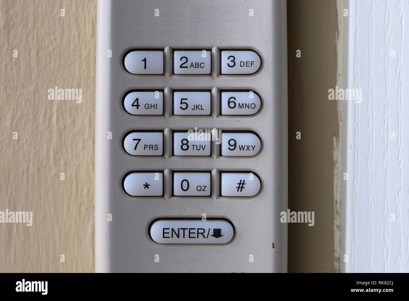 Code Keypad used on a garage door entrance to a home security keypad