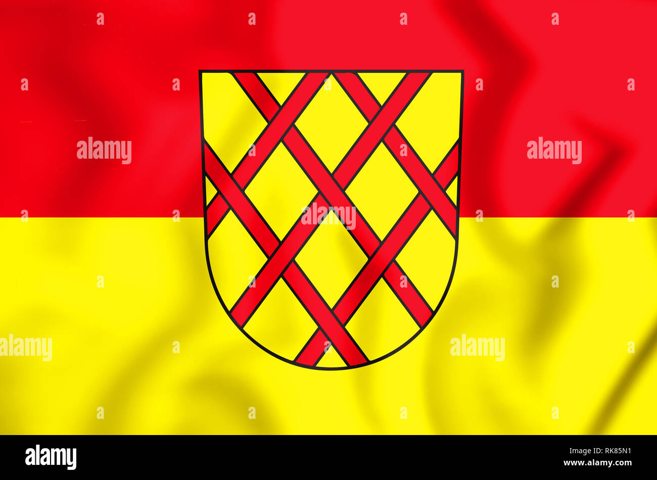 3D Flag of Daun (Rhineland-Palatinate), Germany. 3D Illustration. Stock Photo