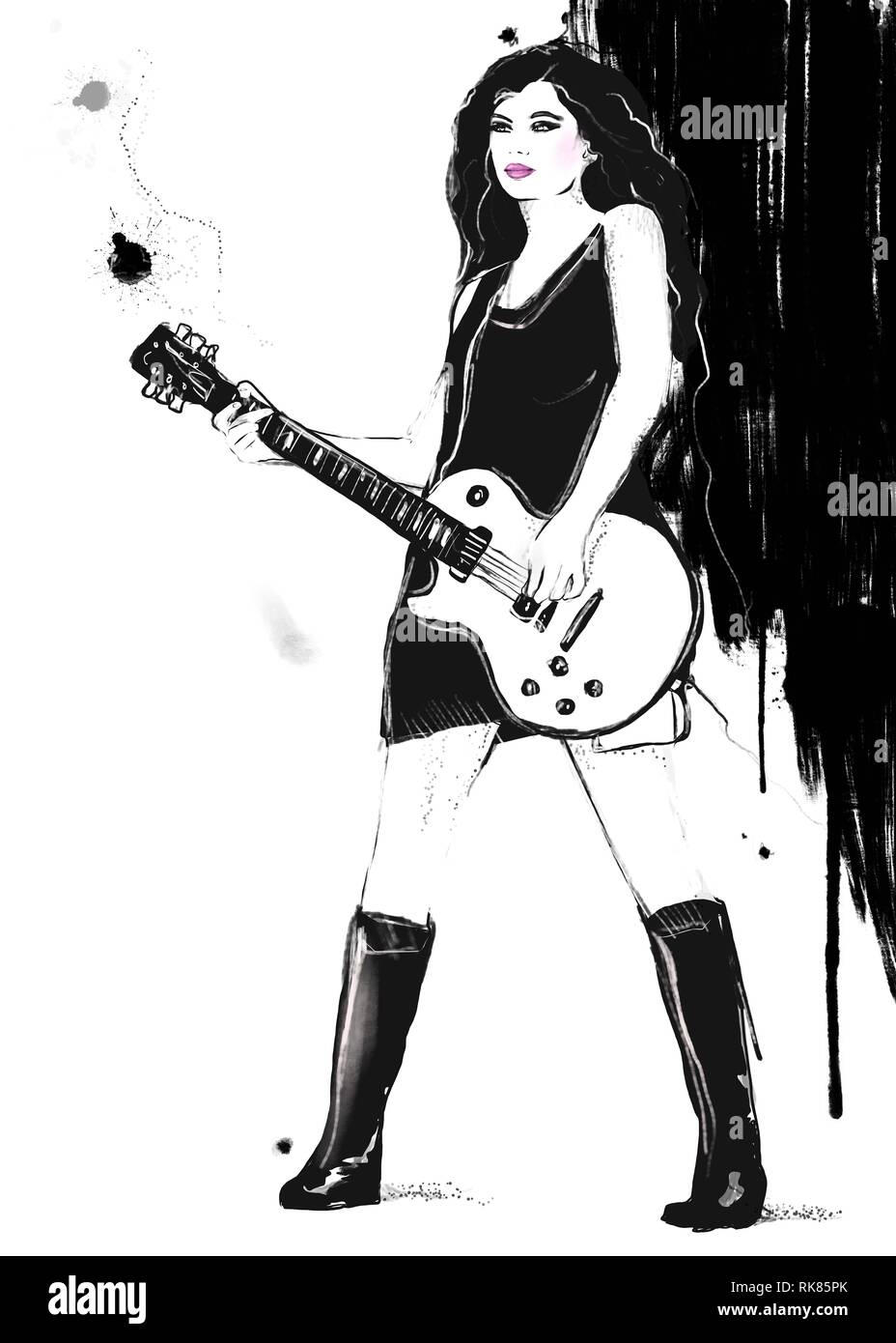 Woman or girl playing guitar Stock Photo - Alamy