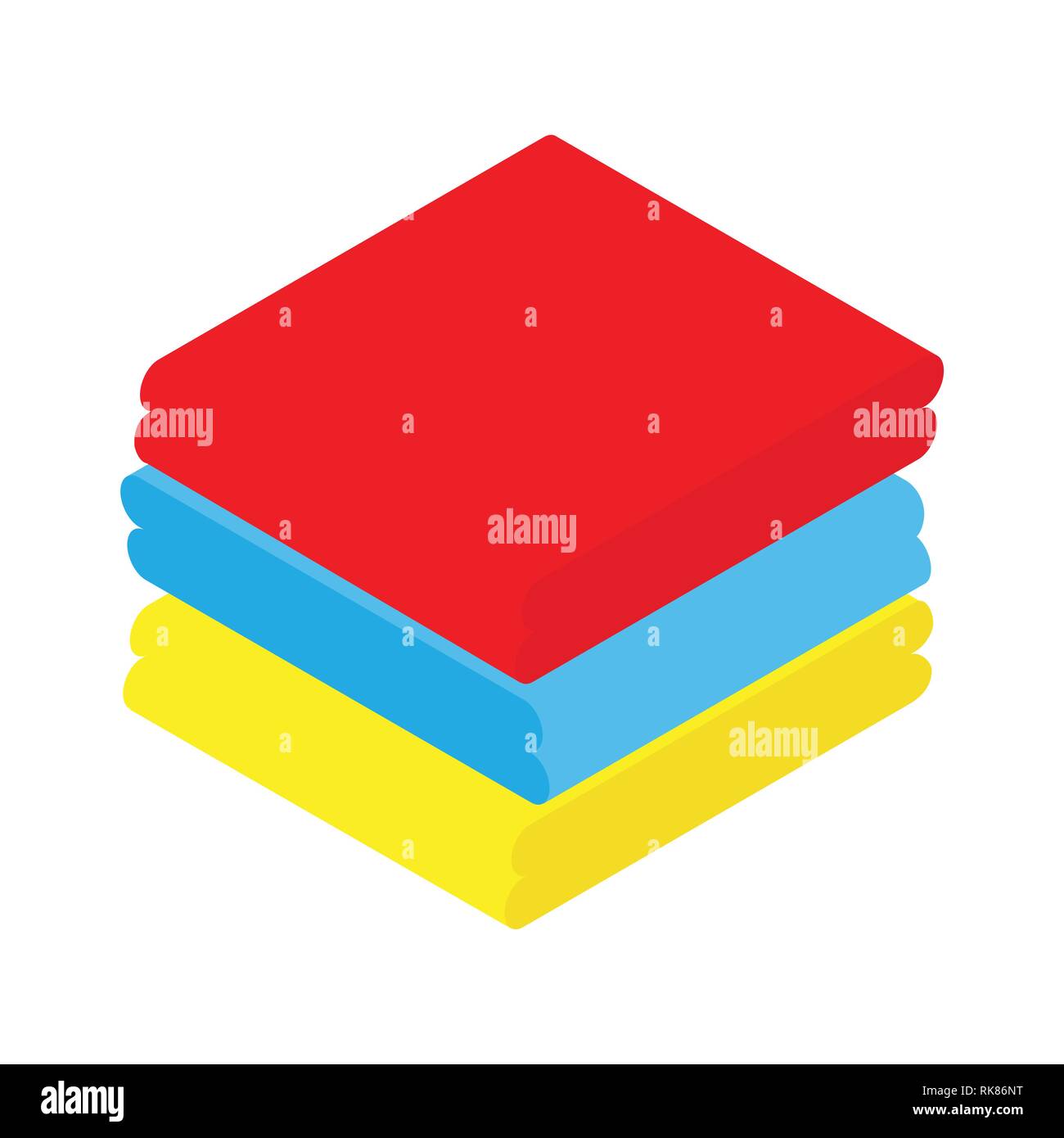 Vector illustration bath towel red, blue and yellow isolated on white