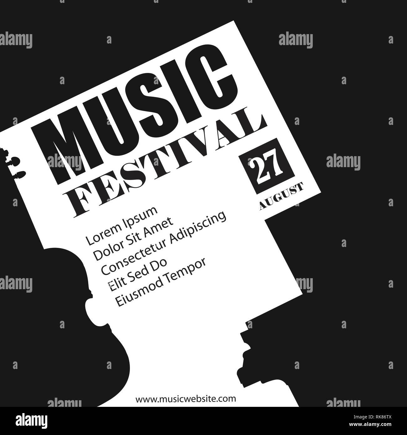 Vector template for a concert poster or a flyer. Music festival brochure, ticket, program event and VIP. Stock Vector