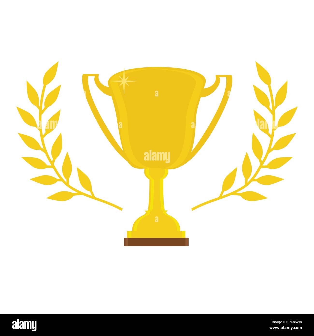 Vector illustration of golden trophy cup for first place with laurel ...
