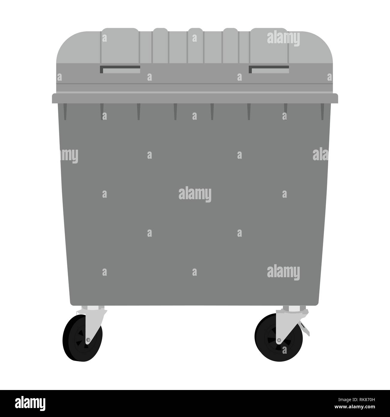 Gray garbage container  isolated on white background. Vector illustration. Wheeled dumpster Stock Vector